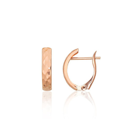 English lock,  - Gold earrings with english lock, Red Gold 585 fineness