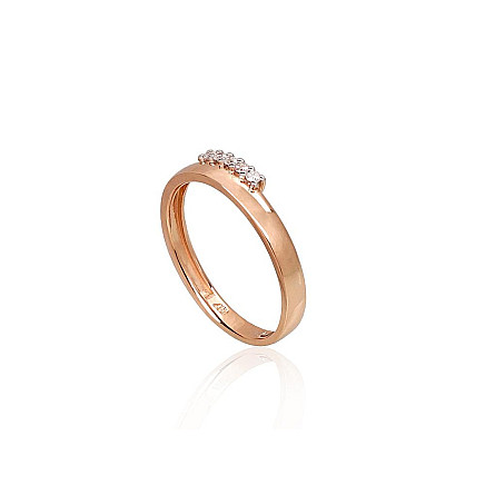 Gold ring, Red Gold 585 fineness, Rhodium (Plating), Diamonds, - 1100948000021 With precious stones, - Gold ring, Red Gold 585 fineness, Rhodium (Plating), Diamonds
