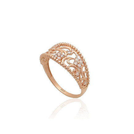 Gold ring, Red Gold 585 fineness, Zirkons, - 1101210000084 Women, - Gold ring, Red Gold 585 fineness, Zirkons