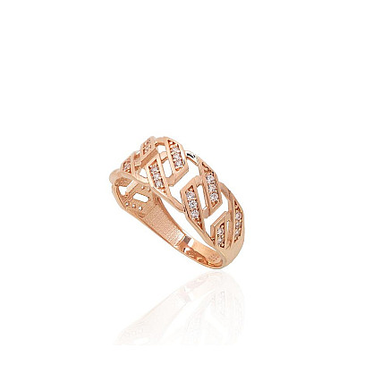Gold ring, Red Gold 585 fineness, Zirkons, - 1101215000027 Women, - Gold ring, Red Gold 585 fineness, Zirkons