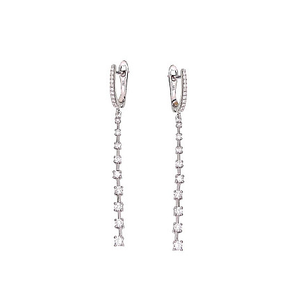 Gold earrings with english lock, 3.45 g, White Gold 585 fineness, Diamonds, - 1201668000022 English lock, - Gold earrings with english lock, 3.45 g, White Gold 585 fineness, Diamonds