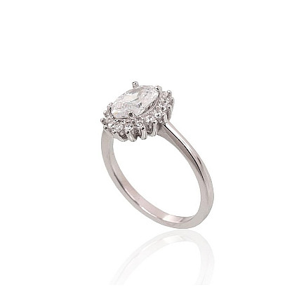 Silver ring, 16.5, 2.7 g, Silver 925 fineness, Rhodium (Plating), Zirkons, - 2101471000198 Women, - Silver ring, 16.5, 2.7 g, Silver 925 fineness, Rhodium (Plating), Zirkons