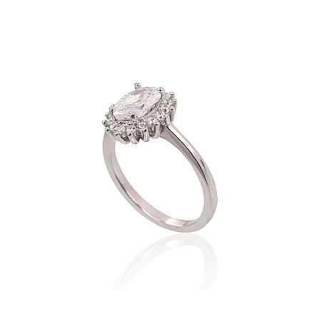 Silver ring, 18, 2.9 g, Silver 925 fineness, Rhodium (Plating), Zirkons, - 2101471000228 Women, - Silver ring, 18, 2.9 g, Silver 925 fineness, Rhodium (Plating), Zirkons