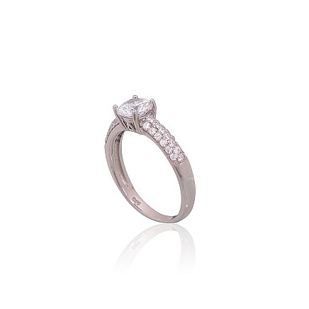 Silver ring, 18, 2.5 g, Silver 925 fineness, Rhodium (Plating), Zirkons, - 2101811000055 Engagement rings, - Silver ring, 18, 2.5 g, Silver 925 fineness, Rhodium (Plating), Zirkons