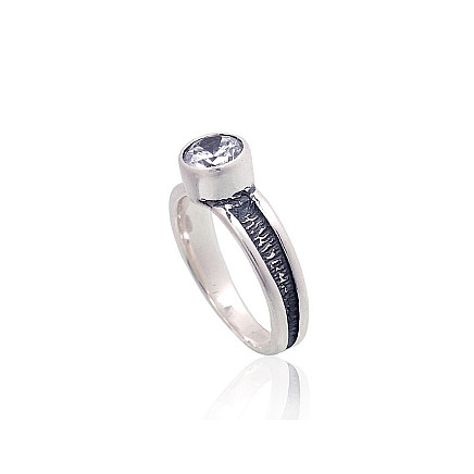 Women,  - Silver ring, 18, 5.3 g, Silver 925 fineness, oxide (Plating), Zirkons