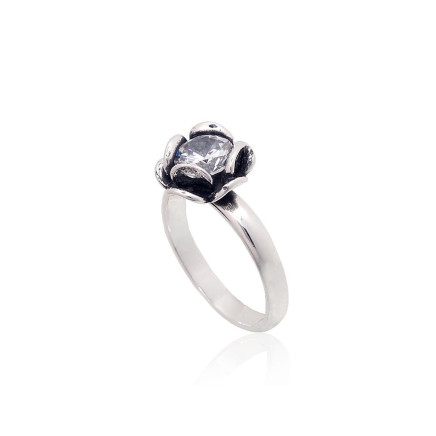 Silver ring, 18.5, 4.4 g, Silver 925 fineness, oxide (Plating), Zirkons, - 2101827000025 Women, - Silver ring, 18.5, 4.4 g, Silver 925 fineness, oxide (Plating), Zirkons