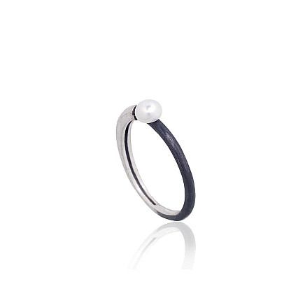 Silver ring, Silver 925 fineness, oxide (Plating), Fresh-water Pearl, - 2101837000084 Women, - Silver ring, Silver 925 fineness, oxide (Plating), Fresh-water Pearl
