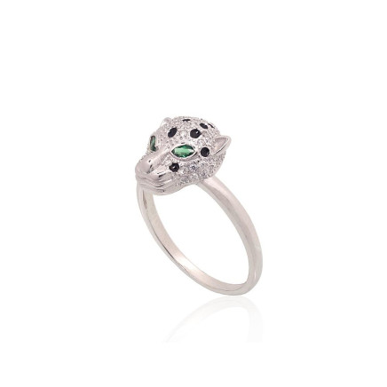 Silver ring, 19, 3.1 g, Silver 925 fineness, Rhodium (Plating), Zirkons , Jewelery enamel, - 2101932000125 Women, - Silver ring, 19, 3.1 g, Silver 925 fineness, Rhodium (Plating), Zirkons , Jewelery enamel
