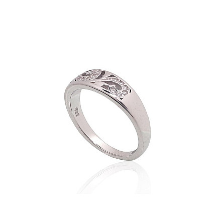 Silver ring, 17, 3.1 g, Silver 925 fineness, Rhodium (Plating), Zirkons, - 2101964000018 Women, - Silver ring, 17, 3.1 g, Silver 925 fineness, Rhodium (Plating), Zirkons