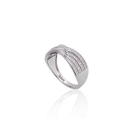 Silver ring, 18, 3.6 g, Silver 925 fineness, Rhodium (Plating), Zirkons, - 2101966000061 Women, - Silver ring, 18, 3.6 g, Silver 925 fineness, Rhodium (Plating), Zirkons