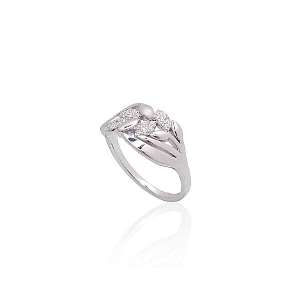 Silver ring, 17.5, 2.8 g, Silver 925 fineness, Rhodium (Plating), Zirkons, - 2101970000019 Women, - Silver ring, 17.5, 2.8 g, Silver 925 fineness, Rhodium (Plating), Zirkons