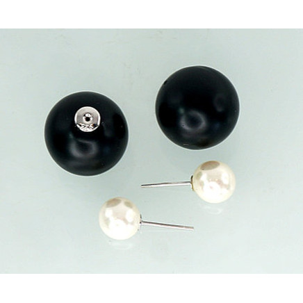 stud,  - Silver stud earrings, Silver 925 fineness, Plastic , Fresh-water Pearl (Imitation)