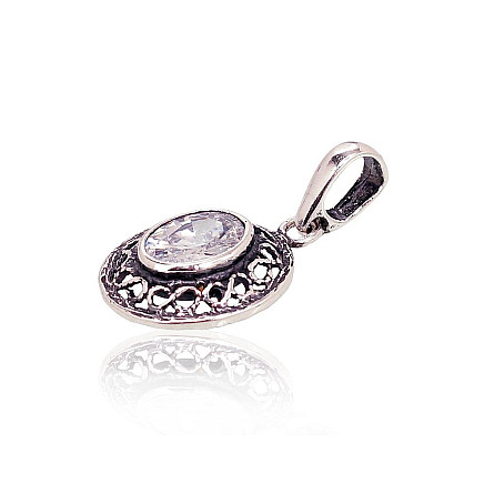 Женские,  - Серебряный кулон, 2.5 g, Серебро 925 проба, оксид (покрытие), Цирконы