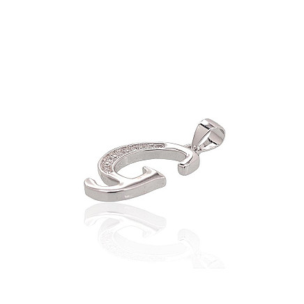 Silver pendant, Silver 925 fineness, Rhodium (Plating), Zirkons, Letter G - 2301611000020 Letters, Letter G - Silver pendant, Silver 925 fineness, Rhodium (Plating), Zirkons