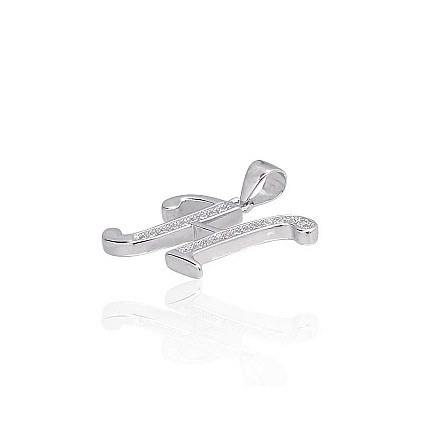 Silver pendant, Silver 925 fineness, Rhodium (Plating), Zirkons, Letter H - 2301612000012 Letters, Letter H - Silver pendant, Silver 925 fineness, Rhodium (Plating), Zirkons