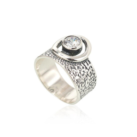 Women,  - Silver ring, 17, 6.8 g, Silver 925 fineness, oxide (Plating), Zirkons