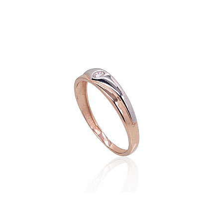 Saderināšanās gredzeni,  - Zelta gredzens, 18, 1.29 g, Sarkanais Zelts 585 prove, rodijs (pārklājums) , Cirkoni