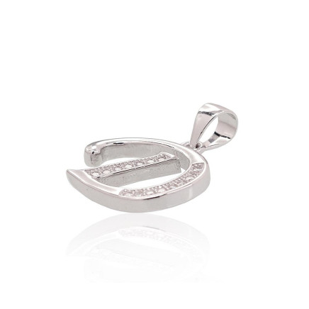 Letters, Letter D - Silver pendant, Silver 925 fineness, Rhodium (Plating), Zirkons