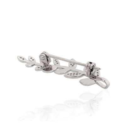 Серебряная брошь, 2.5 g, Серебро 925 проба, родий (покрытие), Цирконы, - 2920232000037 Броши, - Серебряная брошь, 2.5 g, Серебро 925 проба, родий (покрытие), Цирконы