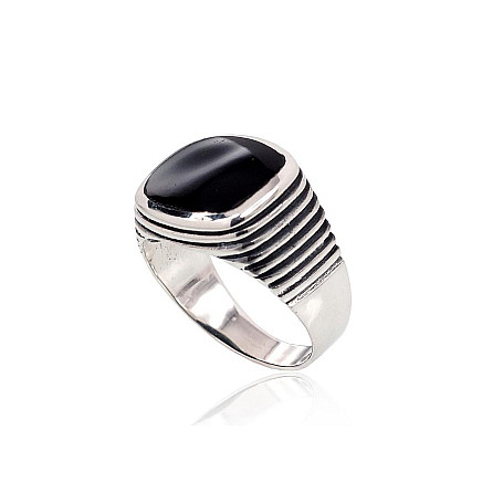 For man,  - Silver ring, 20, 9.2 g, Silver 925 fineness, oxide (Plating), Onix