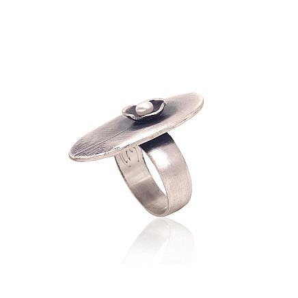 Silver ring, 19, 8 g, Silver 925 fineness, oxide (Plating), Fresh-water Pearl, - 2101730000099 K-Exclusive collection, - Silver ring, 19, 8 g, Silver 925 fineness, oxide (Plating), Fresh-water Pearl