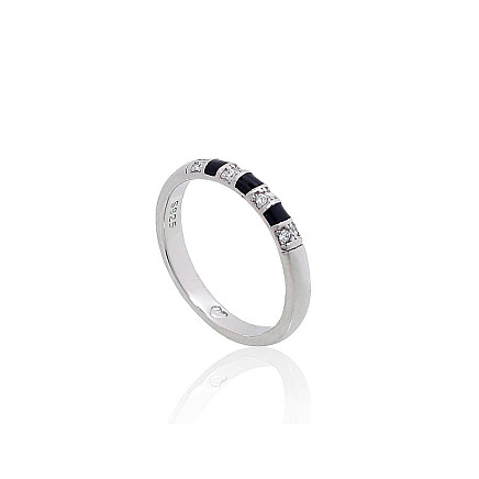 Women,  - Silver ring, 17, 2.5 g, Silver 925 fineness, Rhodium (Plating), Zirkons , Jewelery enamel
