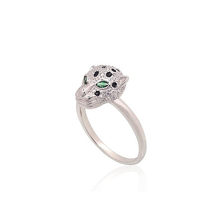 Silver ring, 17.5, 2.9 g, Silver 925 fineness, Rhodium (Plating), Zirkons , Jewelery enamel, - 2101932000026 Women, - Silver ring, 17.5, 2.9 g, Silver 925 fineness, Rhodium (Plating), Zirkons , Jewelery enamel