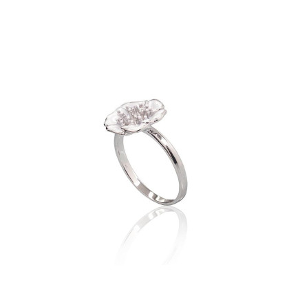 Silver ring, Silver 925 fineness, Rhodium (Plating), Zirkons, Jewelery enamel, Flower - 2102007000088 Women, Flower - Silver ring, Silver 925 fineness, Rhodium (Plating), Zirkons, Jewelery enamel