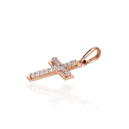 Gold pendant, White/Red Gold 585 fineness, Zirkons, - 1300175995002 Crosses and Icons, - Gold pendant, White/Red Gold 585 fineness, Zirkons