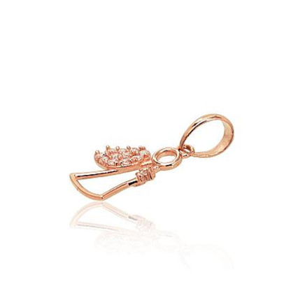 Women,  - Gold pendant, Red Gold 585 fineness, Zirkons