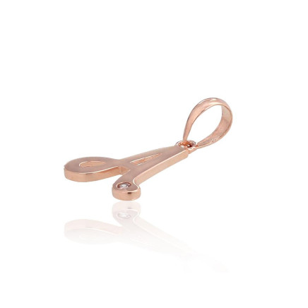 Gold pendant, Red Gold 585 fineness, Zirkons, Letter: A, - 1300908000034 Letters, - Gold pendant, Red Gold 585 fineness, Zirkons, Letter: A