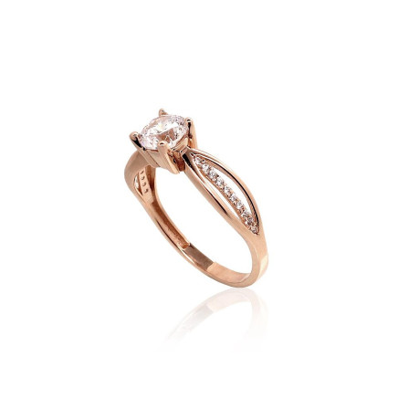 Gold ring, Red Gold 585 fineness, Zirkons, - 1100931000335 Engagement rings, - Gold ring, Red Gold 585 fineness, Zirkons