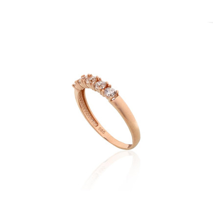 Gold ring, Red Gold 585 fineness, Zirkons