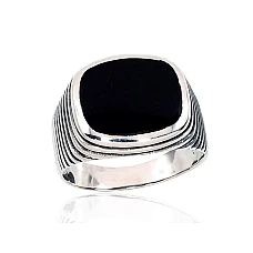 Silver ring, 20, 9.2 g, Silver 925 fineness, oxide (Plating), Onix