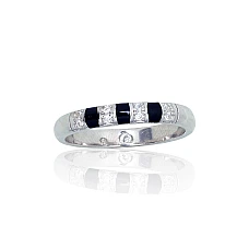 Silver ring, 17, 2.5 g, Silver 925 fineness, Rhodium (Plating), Zirkons , Jewelery enamel