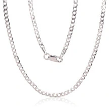 Sudraba ķēdīte Kartjē 2.5 mm, dimantu apstrādājums, Sudrabs 925 prove, rodijs (pārklājums)