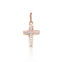 Gold pendant, White/Red Gold 585 fineness, Zirkons