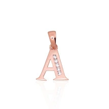 Gold pendant, Red Gold 585 fineness, Zirkons, Letter: A