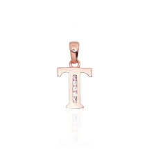 Gold pendant, Red Gold 585 fineness, Zirkons, Letter: T