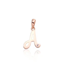 Gold pendant, Red Gold 585 fineness, Zirkons, Letter: A