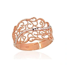 Gold ring, Red Gold 585 fineness, Rhodium (Plating)
