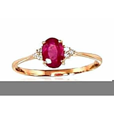 Gold ring, 17, 1.13 g, Red Gold 585 fineness, Rhodium (Plating) , Diamonds , Ruby