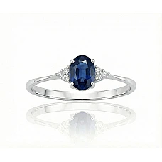 Gold ring, 17, 1.36 g, White Gold 585 fineness, Diamonds , Sapphire