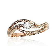 Gold ring, Red Gold 585 fineness, Diamonds