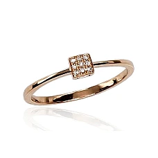 Gold ring, 17.5, 1.03 g, Red Gold 585 fineness, Diamonds