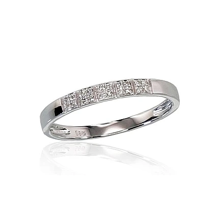 With precious stones,  - Gold ring, 18.5, 1.72 g, White Gold 585 fineness, Diamonds, Ring height 3mm