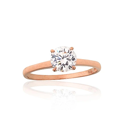 Engagement rings,  - Gold ring, 17, 1.47 g, Red Gold 585 fineness, Zirkons