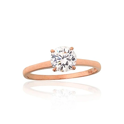 Engagement rings,  - Gold ring, 17.5, 1.54 g, Red Gold 585 fineness, Zirkons