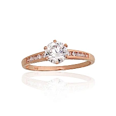 Gold ring, 18, 1.64 g, Red Gold 585 fineness, Zirkons