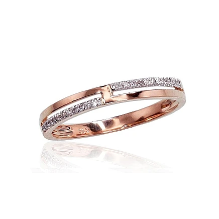 With precious stones,  - Gold ring, 16, 1.41 g, Red Gold 585 fineness, Rhodium (Plating) , Diamonds